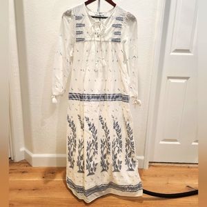 Zara TRF Printed Long-Sleeve Long Dress